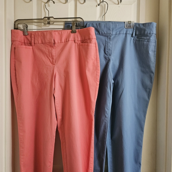 LOFT Coral and Sky Blue Straight Leg Pants - Picture 8 of 10